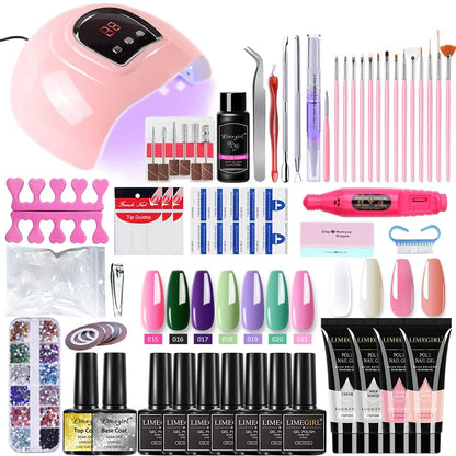 Poly Nail Gel Kit With 54W UV Lamp