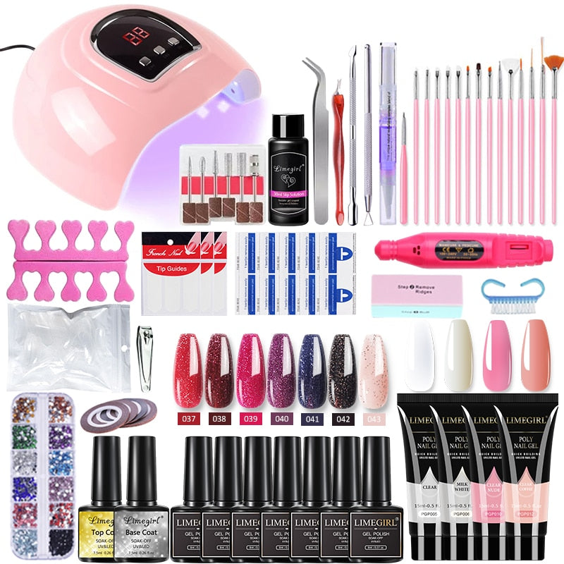 Poly Nail Gel Kit With 54W UV Lamp